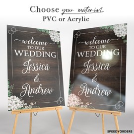 SPEEDYORDERS Rustic Wedding Sign - Custom Wooden Welcome Sign - Reception Poster - Ceremony Sign (2, Paper)