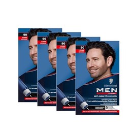 Men Perfect Anti-Grey Tint Gel 90 Black (4 x 80 ml), Hair Colour for Men Hides Grey Hair, Anti-Grey Tint for a Natural Looking Result