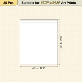 sourcing map 21.3"x 17.7" Acid-Free Picture Sleeve, 25 Pack Crystal Clear Photo Sleeves Storage Bags Transparent Sealing Bag for 17.7"x 19.7" Art Prints, Pictures, Photos, Frame Mats Mattes