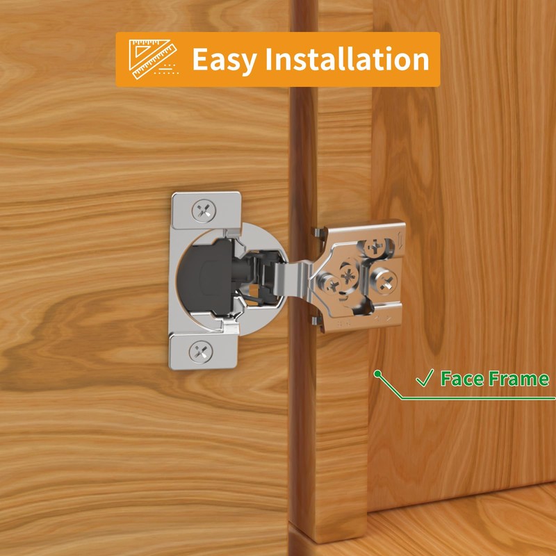 Chibery 8 Pack 5/8" Overlay 3D Soft Close Concealed Hinge