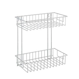 WENKO 20633100 2-Tier Wall Rack Classic - fixing without drilling, Steel, 24 x 36 x 14 cm, Chrome