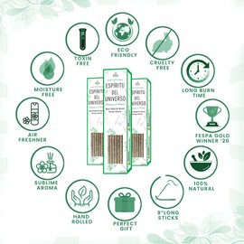 Espiritu del Universo l 10pc Hand Rolled Resin Artisan Incense Sticks Long Lasting for Yoga Meditation Relaxation Aromatherapy Cleansing and Purification (Frankincense & Patchouli)