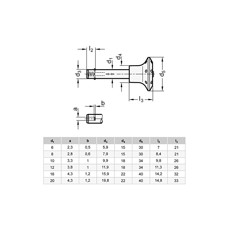 Ganter Normelemente | Plug pin with axial protection (locking pawl)