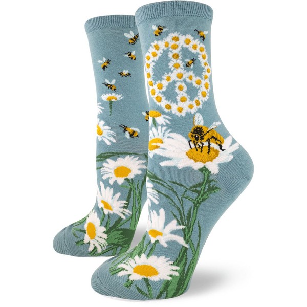 ModSocks Women's Give Bees a Chance Crew Socks in Slate