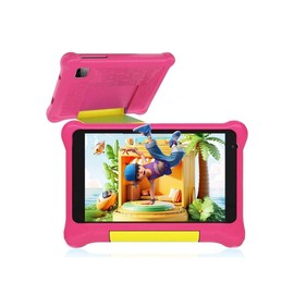 AEEZO Kids Tablet 7 Inch, Android 12, 2GB RAM, 32GB Storage, 1024x600 Screen, Quad-Core, 2500mAh, 0.3MP+2MP, 128GB Expandable - Color: Pink