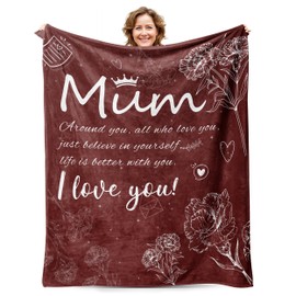 PUYTG Gifts for Mum, Best Gifts for Mum from Daughter Son, Throw Blanket for Mother's Birthday Christmas Thanksgiving Day 50"x60" Soft Warm Blanket