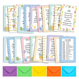 Easter Treasure Hunt Game, Indoor Bunny Scavenger Hunt, 16 Clues + 4 Blank Custom Clue Cards, Easter Treasure Hunt Clues -FHJHG01