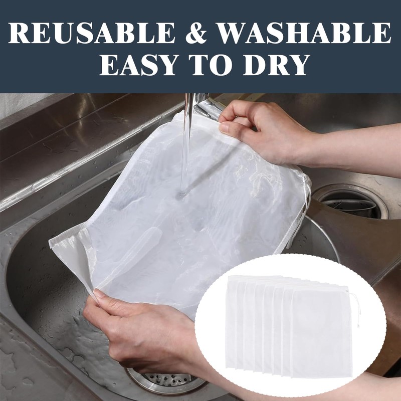 8 Nut Milk Bags Reusable Nylon Cheesecloth Bags for Straining