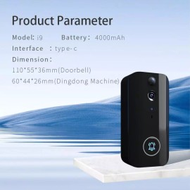 visiPower Wireless WiFi Video Doorbell + Chime + Battery IR Motion Detect App Door Camera