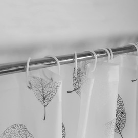 WOODFIB Shower Curtain, 100% PEVA Waterproof Anti-Mould Proof Resistant, Quick-Drying, Washable Bathroom Curtain, Includes 12 Pcs Curtain Hooks, 180 x 180 cm (Foliage)