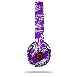 WraptorSkinz Skin Compatible with Beats Solo 4, Solo 3 and Solo 2 Wireless Headphones - Scattered Skulls Purple - Decal Vinyl Wrap (Headphones NOT Included)