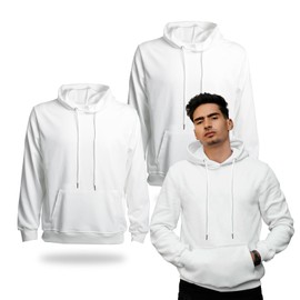 METFUIN 2 Pack Polyester Adult Hoodies for Sublimation White Blank Hooded Sweatshirt (Large, White)
