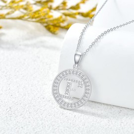 Molioaki Women's 925 Silver Necklace with Letter Pendant Letter Chain 45 + 5 cm Length Zircon Letter Alphabet Choker Chain Jewellery Gift for Women Valentine's Day Birthday, Cubic Zirconia