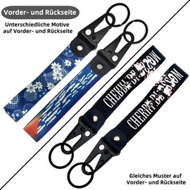 Generisch JDM Pack of 2 Braided Keychains, Universal Metal Key Chain Bracelet for Men and Women, Lanyards Wristlet Lanyard for Cars, Motorcycles and Home, Black+blue