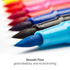 KINGART 'Watercolor-Effect' Brush Markers, 12 Colors - Brightly Colored Markers, Journaling, Lettering, Kids and Adult Coloring Books, and More, Convenient Carrying Case