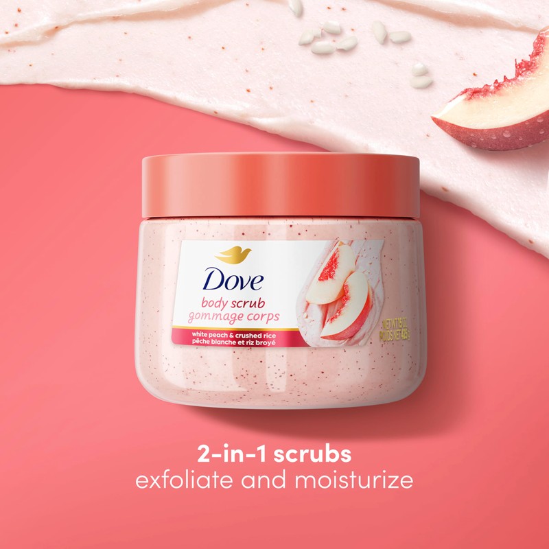 Dove White Peach & Crushed Rice Body Scrub Exfoliates and