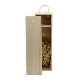 Creative Hobbies Wooden Wine, Liquor Bottle Box, Single Wine Bottle Wood Storage Box w/ Handle