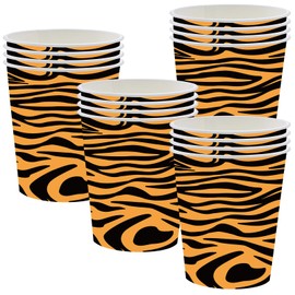 16P Jungle Safari Animal Party Tiger Print Paper Cups,Jungle Animal Party Paper Cups,Jungle Theme Party Tableware Decorations Set for Kids Jungle Safari Reptile Party Supplies