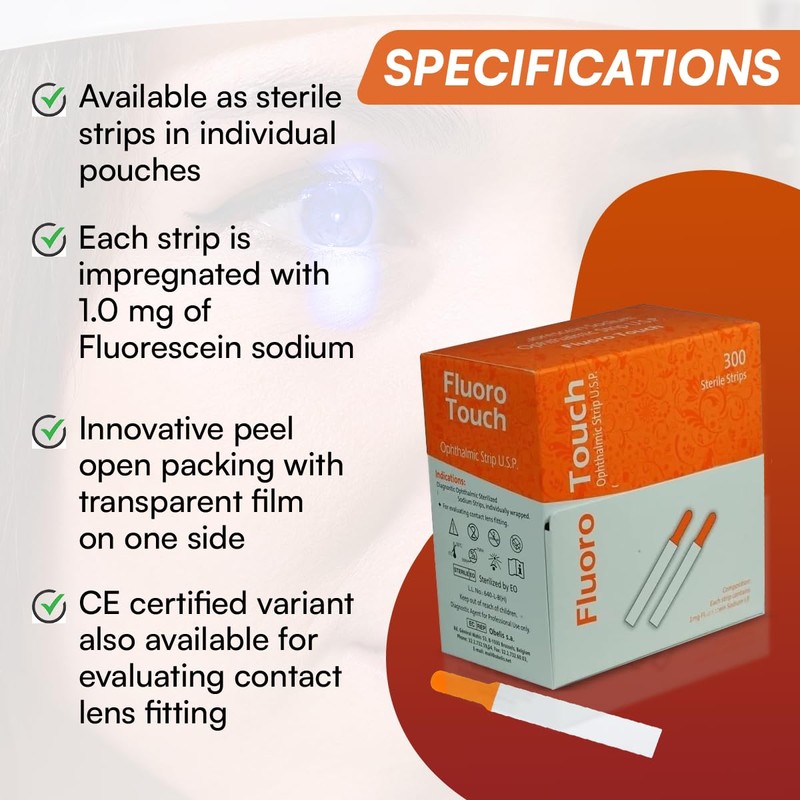 Ophthalmic Fluoro Touch Strips- Pack of 900 Strips - (3