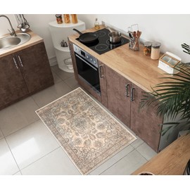 Keen Home Design 2x3 Rug - Machine Washable Entry Rug with Non-Slip Backing, Ideal for Enteryway, Kitchen, Bathroom, Laundry Room - Vintage, Easy Clean, Durable, Low Pile Rug - (2' x 3')