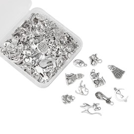 LiQunSweet 100Pcs 10 Style Cute Kitten Cat Charms Mini Animal Pet Charm Assorted for Jewelry Making DIY Craft