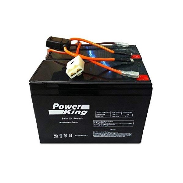 Razor Scooter Battery 12 Volt 7Ah Electric Scooter Brand High Performance - Set of 2 Includes (2) New Wiring Harness for All Versions (replaces 6-DW-7) Beiter DC Power