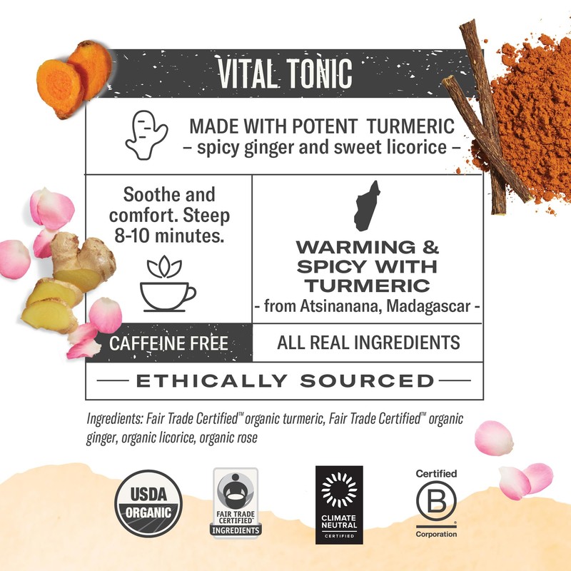Numi Organic Three Roots Turmeric Tea, 45 Turmeric Tea Bags