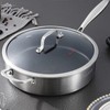 DELARLO Tri-Ply Stainless Steel 12 Inch Deep Frying Pan with