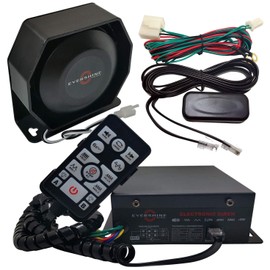 Evershine Signal 12V/24V 100W Police Siren PA System Kit with Plug-to-Work Wirings Slim Speaker Handheld Microphone Warning Emergency Sirens for Vehicles Tow Truck UTV ATV Van Car POV RV