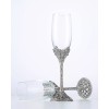 Jozen Gift Champagne Flutes - Crystal Glass Metal Base With