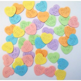 Valentines Conversation Candy Hearts 40 Paper Die Cut Scrapbook Embellishments