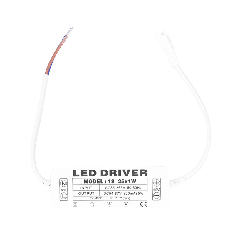 18‑25X1W LED Driver Constant Current 300mA Input AC85‑265V Output 54‑87VDC
