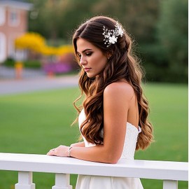 Oriamour 2Pcs Bridal Hair Accessories,Gold Wedding Hair Pins Pieces With White Flowers for Brides Rhinestones Hair Jewelry For Women and Girls Hair Clips For Wedding (Silver, 3.5'')