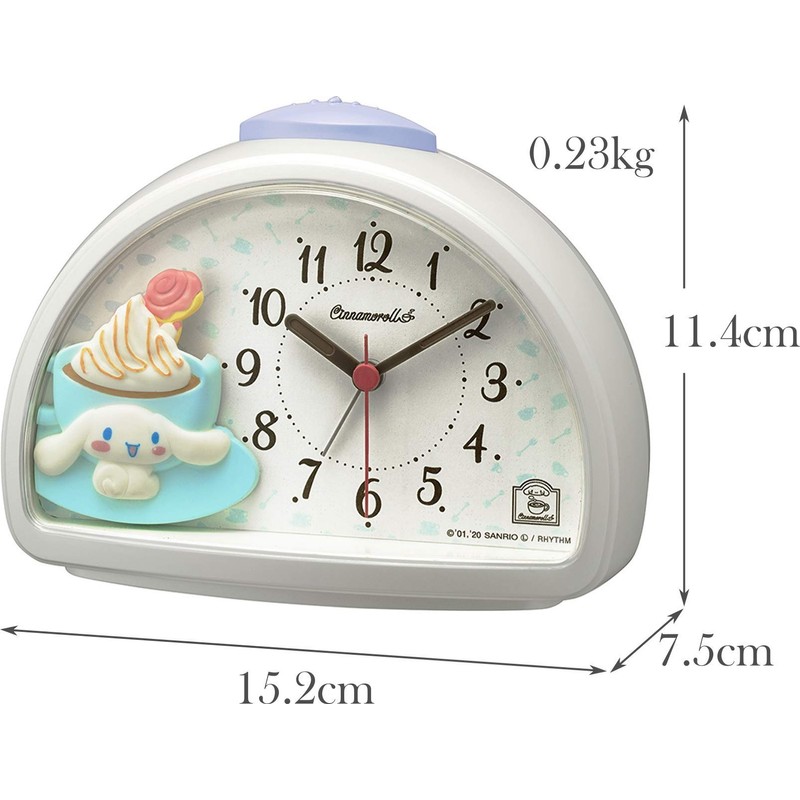 RHYTHM 4SE563MB03 Cinnamorol, Electronic Sound Alarm, White
