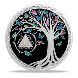 48 Year Sobriety Coin Tree of Life AA Medallion Alcoholics Anonymous Chip Anniversary Token Sobriety Gifts for Women Men in Recovery