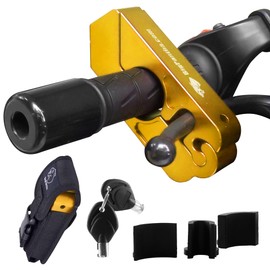 BigPantha Motorcycle Grip Lock - Heavy Duty Brake/Handlebar/Throttle Lock That Secures Your Bike, Scooter, Moped, or ATV in Under 5 Seconds! - Anti Theft Motorcycle Lock W/Free Holster (Gold)