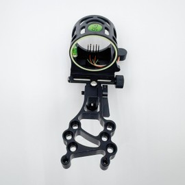 Compound Bow Sight - 5 Needle Archery Sight 019 Fiber Optic Needle. Bubble Level. with Rheostat lamp and Reversible mounting Design