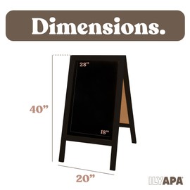 Ilyapa Wooden A-Frame Chalkboard Sign with Eraser, 40 x 20 Inch Magnetic Sidewalk Menu Board, Black Menu Display for Restaurant, Business, or Weddings