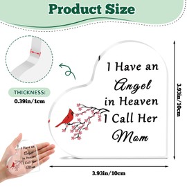 Mum Memorial Plaque Sympathy Gifts for Loss of Mother In Memory of Mother Plaque Acrylic Heart Keepsake Bereavement Condolences Grief Gifts for for Daughter Son Funeral Remembrance Desk Sign