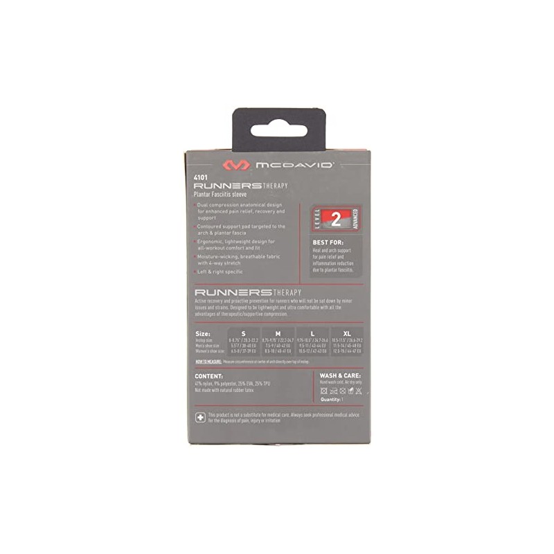 McDavid MD4101-01-33L Runners Therapy Plantar Fasciitis Sleeve, Black, Medium, Left