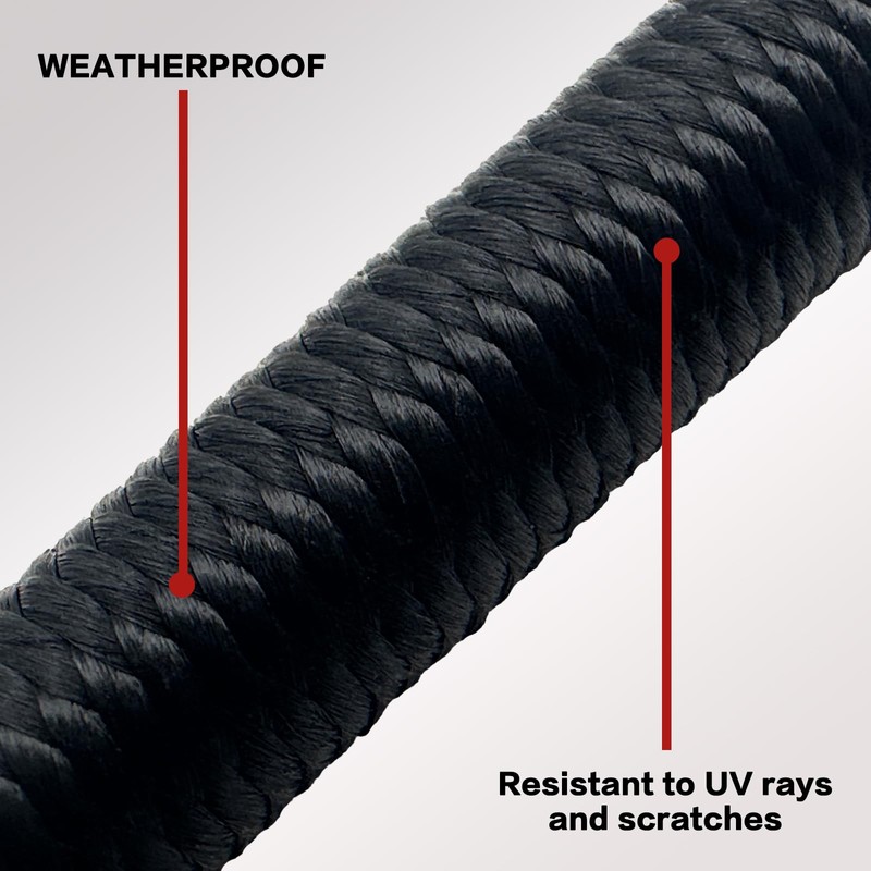Premium Quality Rubber Rope with Hooks 24in, Super Strong Black