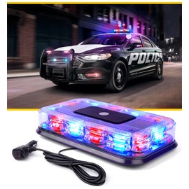 LUMENIX 12" Rooftop Strobe Beacon Light 72 LED Magnetic Emergency Flashing Warning Caution Mini Lights Bar for Security Cop Police Vehicles Snow Plow Patrol Trucks Patent Design - Red Blue