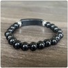 PEAS Fashion Jewelry Healing Stone Bracelet Crystal Energy Stretch Bracelet(Black)