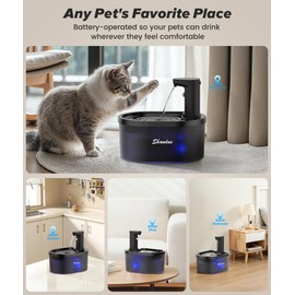 Wireless Cat Water Fountain, 5000mAh Battery Operated Cat Fountain, 101oz/3L Cordless Pet Drinking Fountain with Motion Sensor for Cats Indoor Outdoor Ultra Quiet BPA-Free