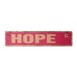 HOPE Vintage Plastic Street Sign Childrens Name Room Sign | Indoor/Outdoor | 24" Wide