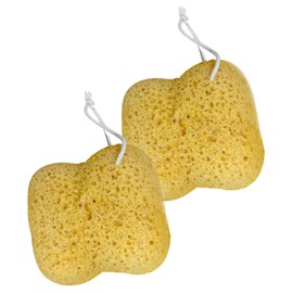 Pack of 2 Natural Sponge for Showering, Kitchen Shower Sponge, Loofah, Body Sponge, Bath Sponge, Natural Bath Sponge, Painting Supplies, Cord, Gentle and Thorough Cleaning, for Sensitive, Premium