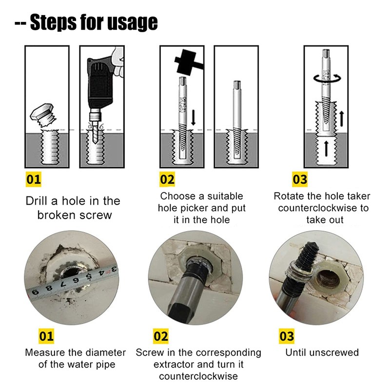 OneGas 8pcs Screw Extractor Easy Out Damaged Bolt Extractor Kit