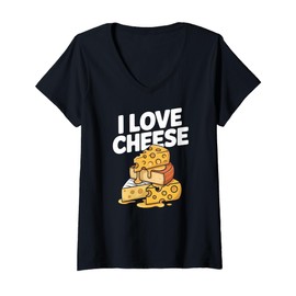 Womens I Love Cheese Funny Cheese Enthusiast Humor V-Neck T-Shirt