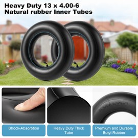 Hsupawa Replacement Inner Tubes 4.10/4.00/3.50-6 (13 x 4.00-6) with TR87 Bent Valve Stem Compatible with Wheelbarrows, Mowers, Hand Trucks and More 3.50-6 4.00-6 4.10-6 13x4.00-6 Tire Tubes-2 Pcs