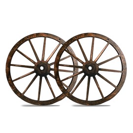 (2 Pieces) Wood Wagon Wheel,Western Party Decorations for Bar, Garage, Coffee Shop, Studio Cowboy Party Decorations, Home Garden Decor (20 inch)